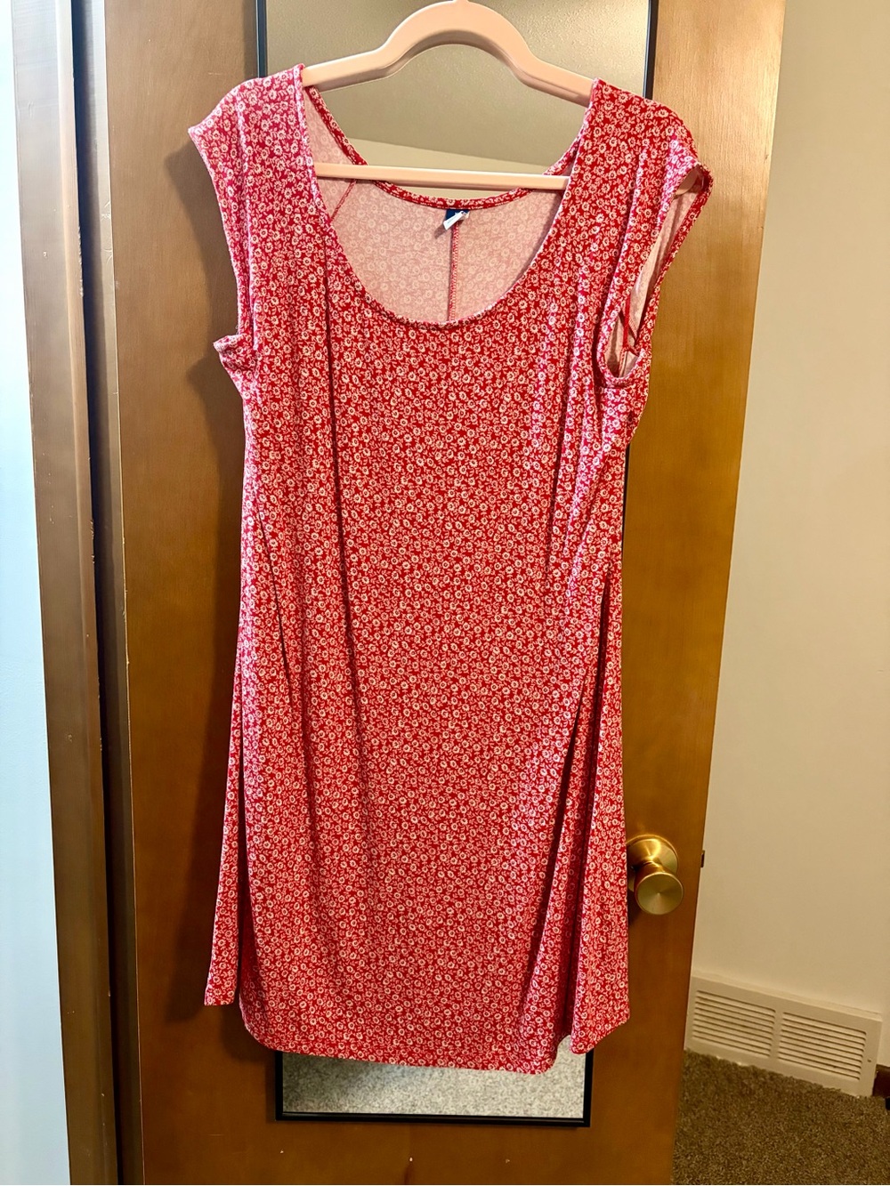 Old Navy Red Floral Scoop Neck Dress